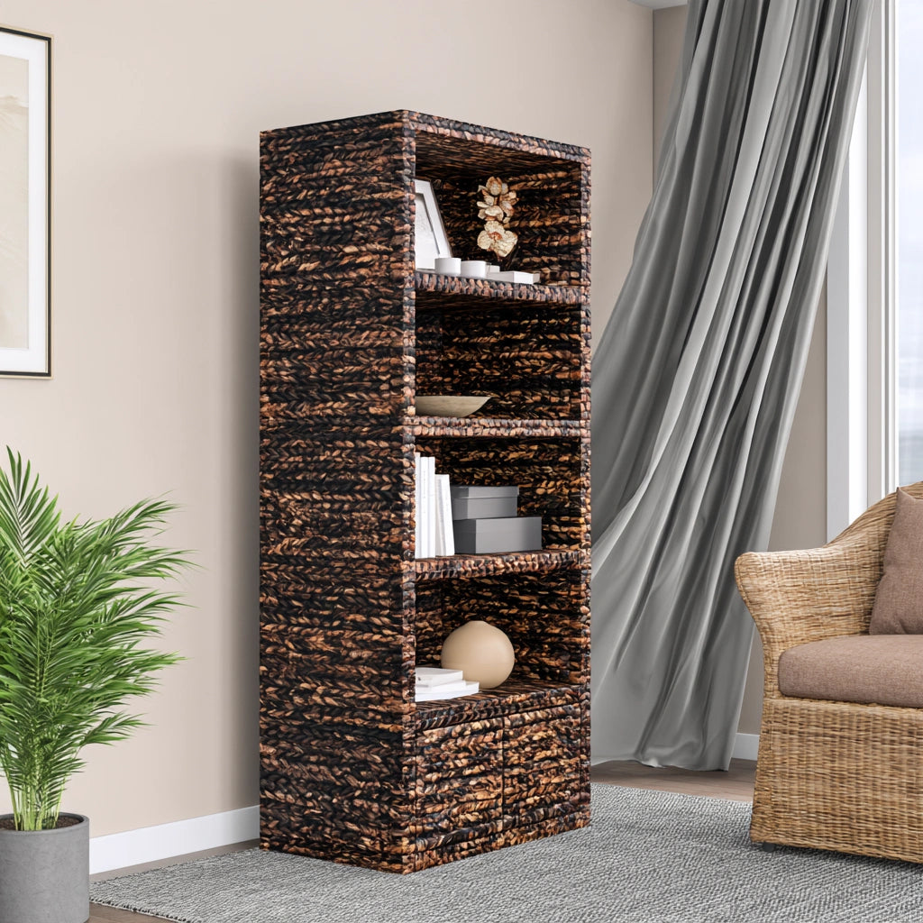 Boekenkast met vijf niveaus, kleur grijs